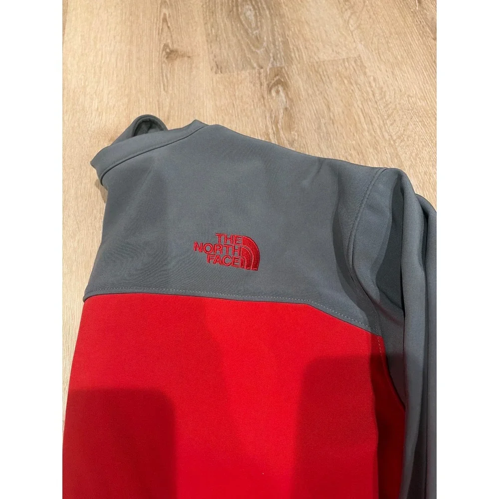 The North Face Mens Softshell Jacket Red Grey Large Full Zip